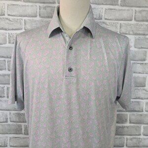FootJoy Shadow Palm Print Lisle Golf Polo Outdoor Sport Athleisure Men M